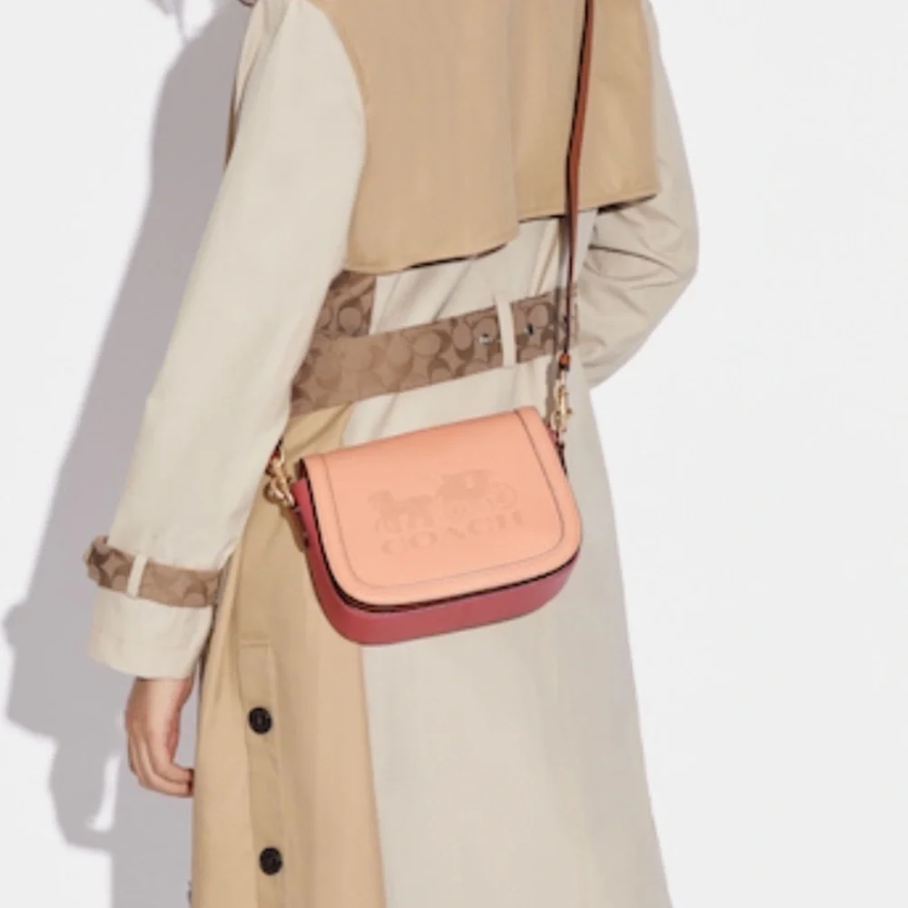 Coach Colorblock Pebble Leather Horse & Carriage Saddle Handbag Crossbody